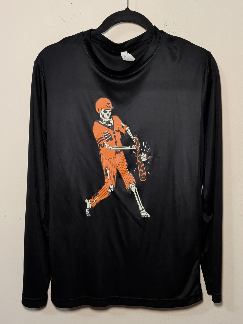 Team 365 Home Run Zombie Shirt Black Orange Halloween Baseball Men's Size S
